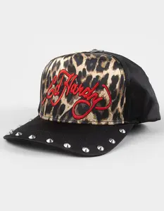 ED HARDY Script Logo Womens Snapback Hat, Leopard