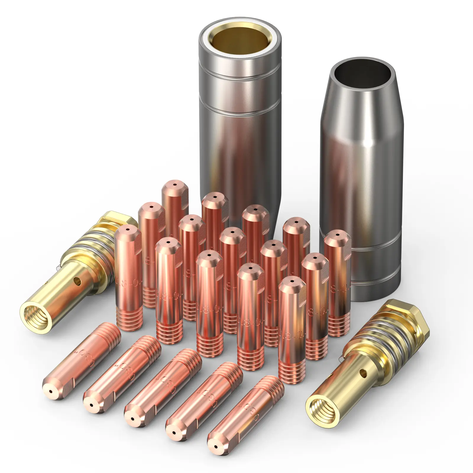 YESWELDER 24Pcs 14AK MIG Welding Torch Consumables Pack - .030"/.035" Contact Tips, Gas Nozzles, Diffusers - Compatible with MB15,15AK MIG MAG Guns (Welding Accessories)