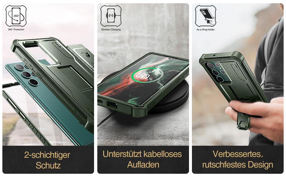 Dexnor for Samsung Galaxy S22 Ultra Case/6.8 inches, [Built in Screen Protector and Kickstand] Heavy Duty Military Grade Protection Shockproof Protective Cover for Samsung Galaxy S22 Ultra 5G