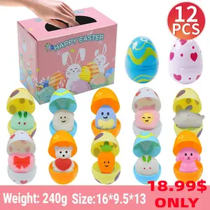 12 Pack Easter Eggs with Animal Squishy Toys Easter Basket Stuffers Fillers Plastic Easter Egg Hunt Easter Party Favors for Kids Boys Girls Handmade Grape Crystal Mochi Toy Set Vintage Beaded Half Curtain fun Portable Vibrant Grippie sensory bins kids