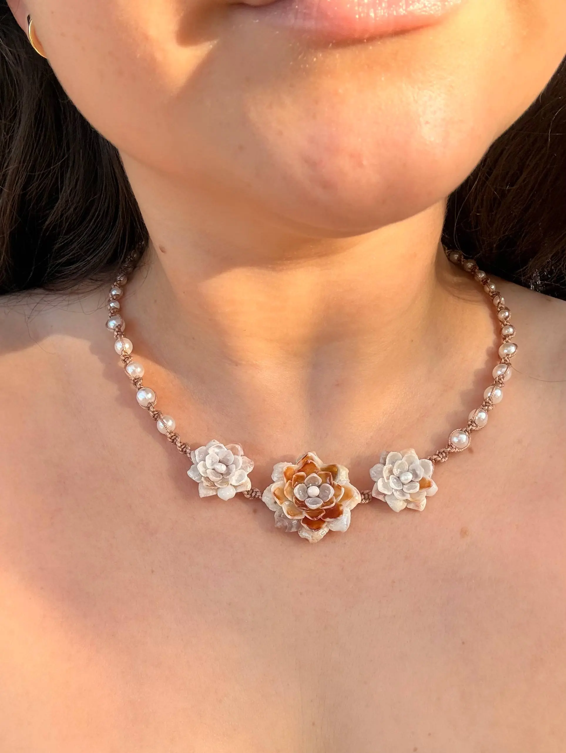 Handmade Seashell Flower Necklace – Ocean Inspired Jewelry
