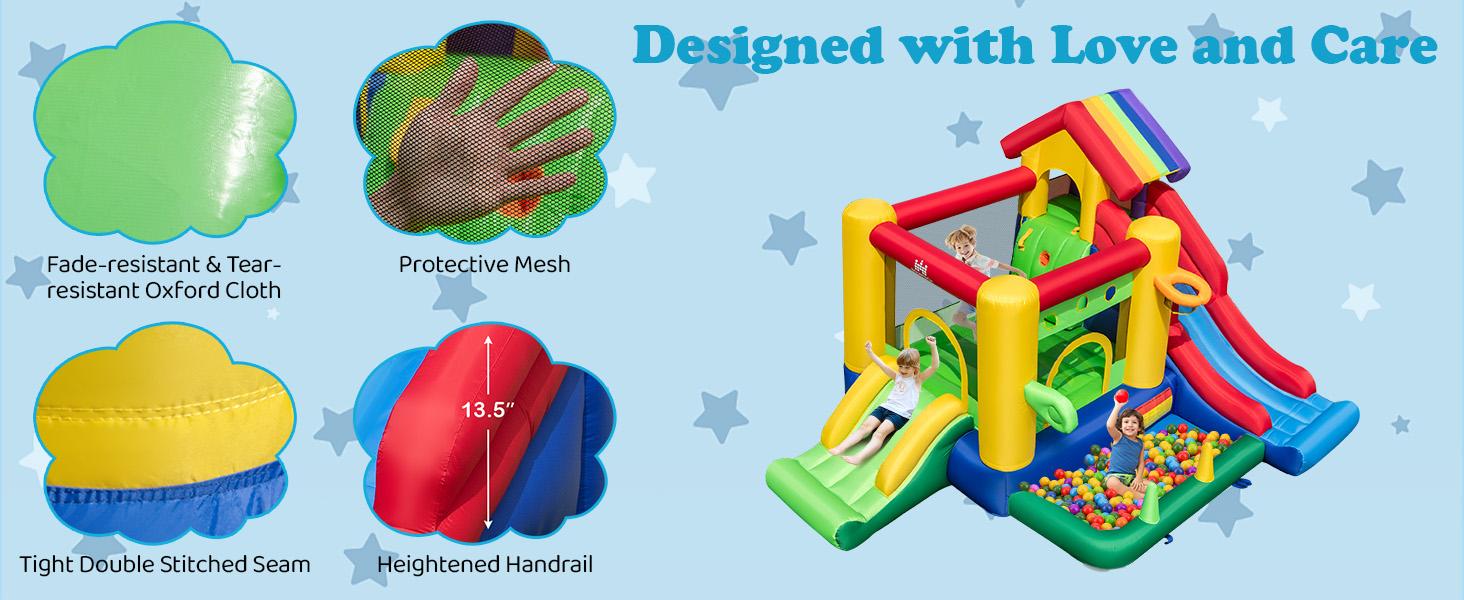 COSTZON Mini Bounce House, Inflatable Bounce House w/Blower, Inflatable castle for Backyard, Outdoor, Party Gift for kids children,fathersdaygift COSTZON Mini Bounce House, Inflatable Bounce House w/Blower, Inflatable castle for Backyard, Outdoor, Party Gift for kids children,fathersdaygift