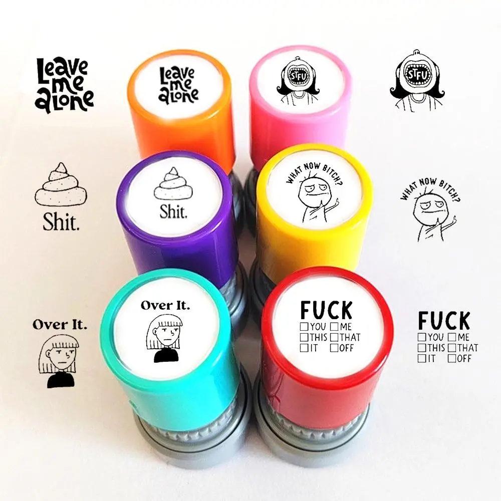 6 Piece Self-Inking Flash Stamp Set, Fun Office Supplies Novelty Stamps for Pranks, Pre-Inked and Refillable, Perfect Back to School Gift