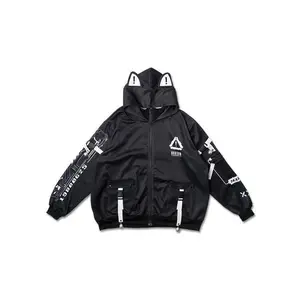 Error Code Cyberpunk Tech Oversized Black White Jacket