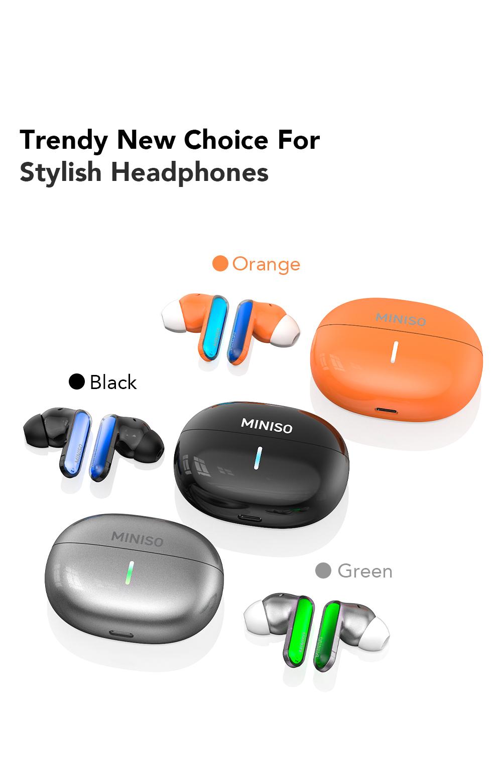 MINISO MS110 Adjustable lighting Eabuds, ANC Noise Cancellation Headphones,Bluetooth 6.0, 3 Noise Reduction Modes, True Wireless In-Ear Earphones sport Audio Earbuds audifonos bluetooth wireless headphones