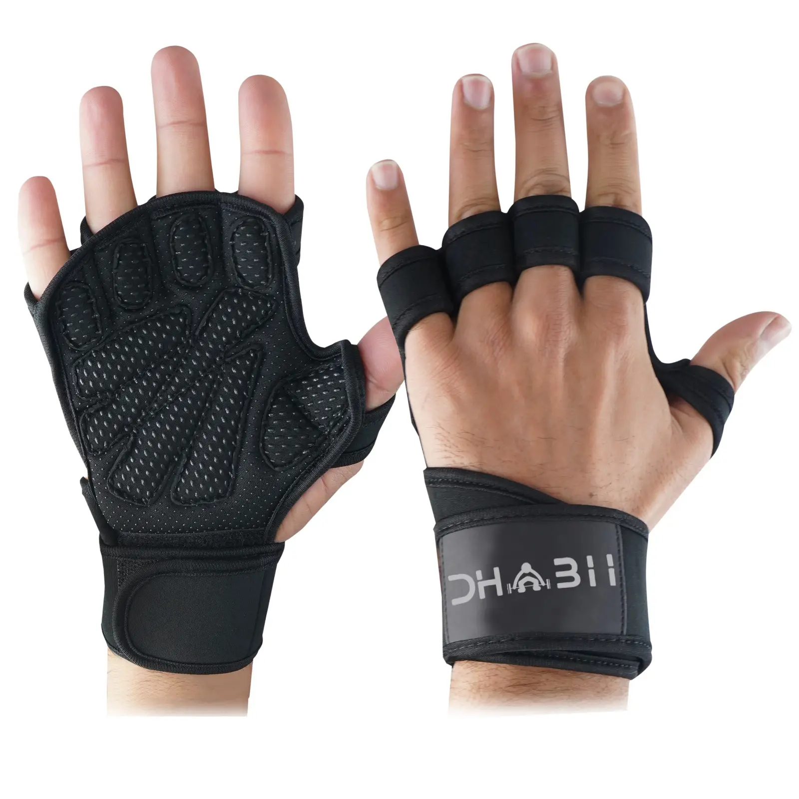 Dhabii Ventilated Grip Training Sports Gloves - Wrist-Wrapping Design, Anti-Skid Silicon Padding, Firm Grip Athletic Accessory for Pull-Ups, Cross-Training, Workout Accessory, Fitness Exercise Accessories