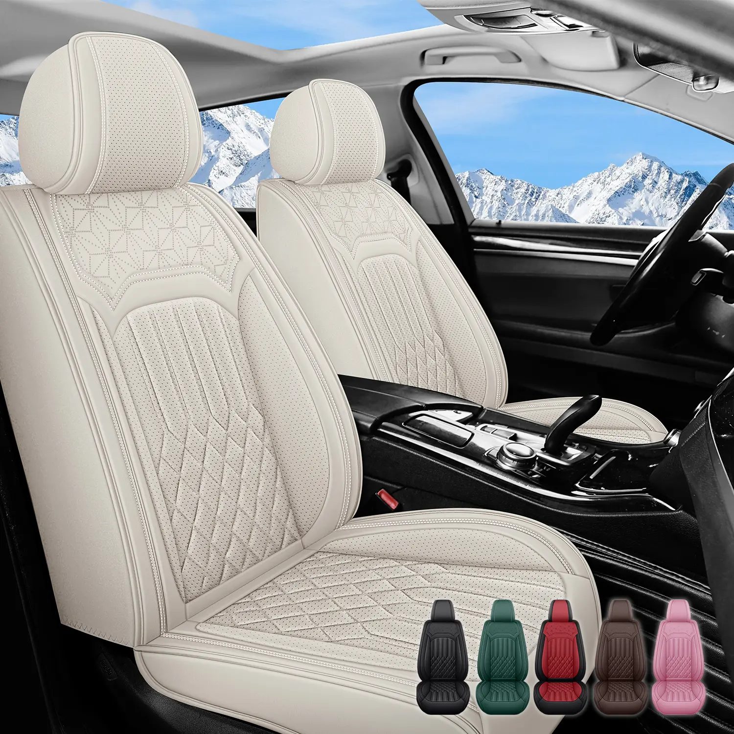 Nappa Leather Car Seat Covers Full Set for 5 Seats, Automotive Seat Protectors & Cushions, Compatible with Chevy Blazer/Cobalt/Cruze/Equinox/HHR/Impala/Malibu/Sonic/Spark/Trailblazer/Trax/Volt, Premium Car Interior Accessories Auto Seat Protector