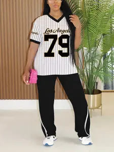 Women's Leisure Solid Color Sloping Shoulder Long Sleeve Top & Wide Leg Trousers Co-ord, Cozy Scoop Neck Loose Two Piece Outfits, Basic Womenswear