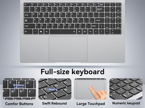 Essential Laptop 15.6" FHD Display Intel Celeron N4000 8GB RAM 256GB SSD Windows 11 Pro for Student Online Class Home Netflix Lightweight Portable