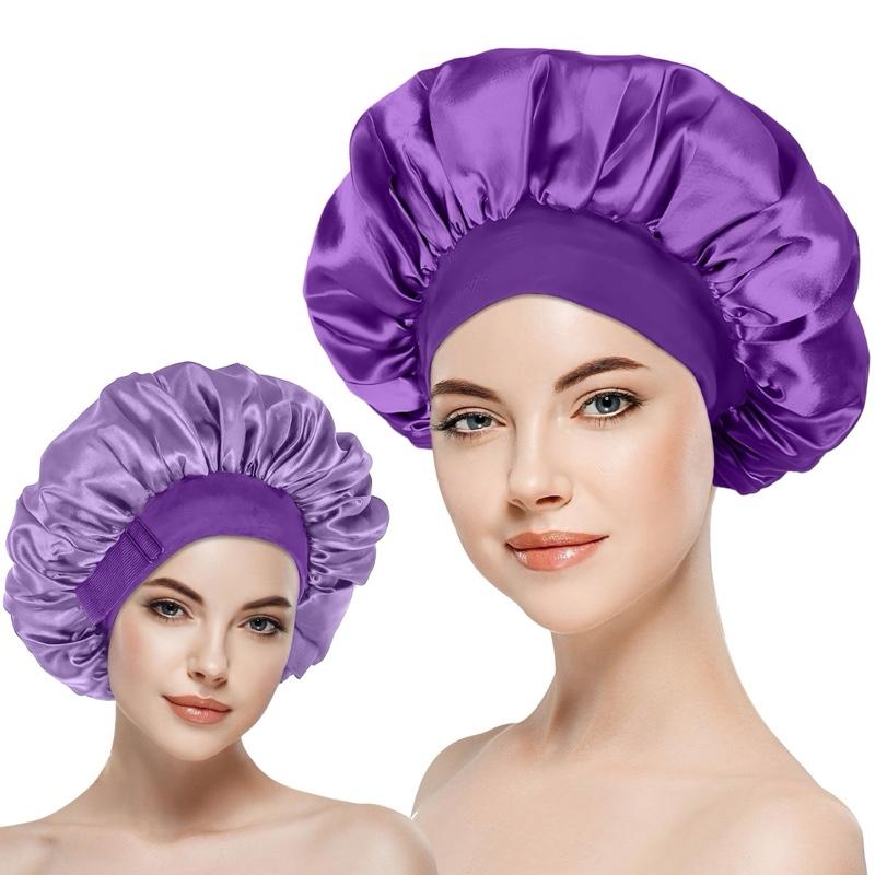 Double Layer Silk Bonnet for Haircare Soft Practical Sleeping Cap with Elastic Tie Band for Curly Natural Hair Comfortable Secure Fit Satin Bonnet for Hair Care Heatless