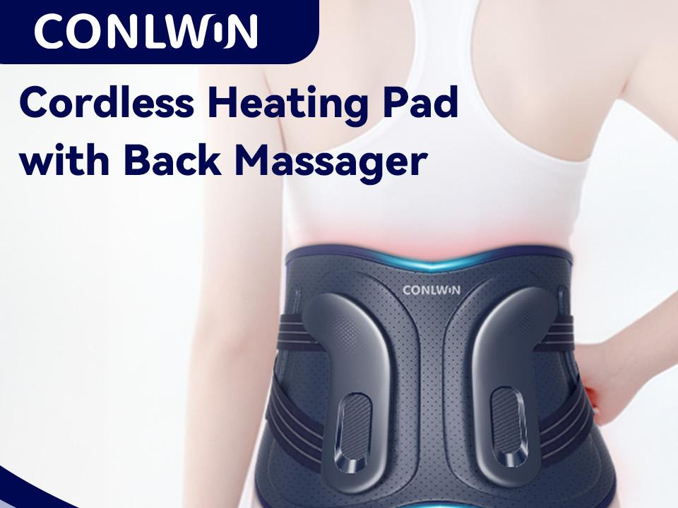 CONLWIN 68" Cordless Heating Pad  with 5 Heat & 6 Vibration, Lower Back Massager with 4D Butterfly Support, Portable Heating Pad Gift for Women Men Mom Dad, FSA Eligible HSA