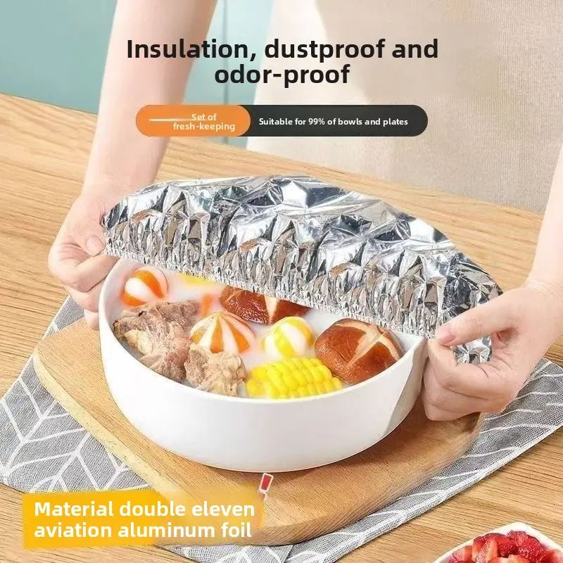 Food-grade aluminum foil insulation cover for dishes, washable kitchen cling film insulation cover, home-use aluminum foil insulation cover for food preservation, kitchen insulation and heat protection