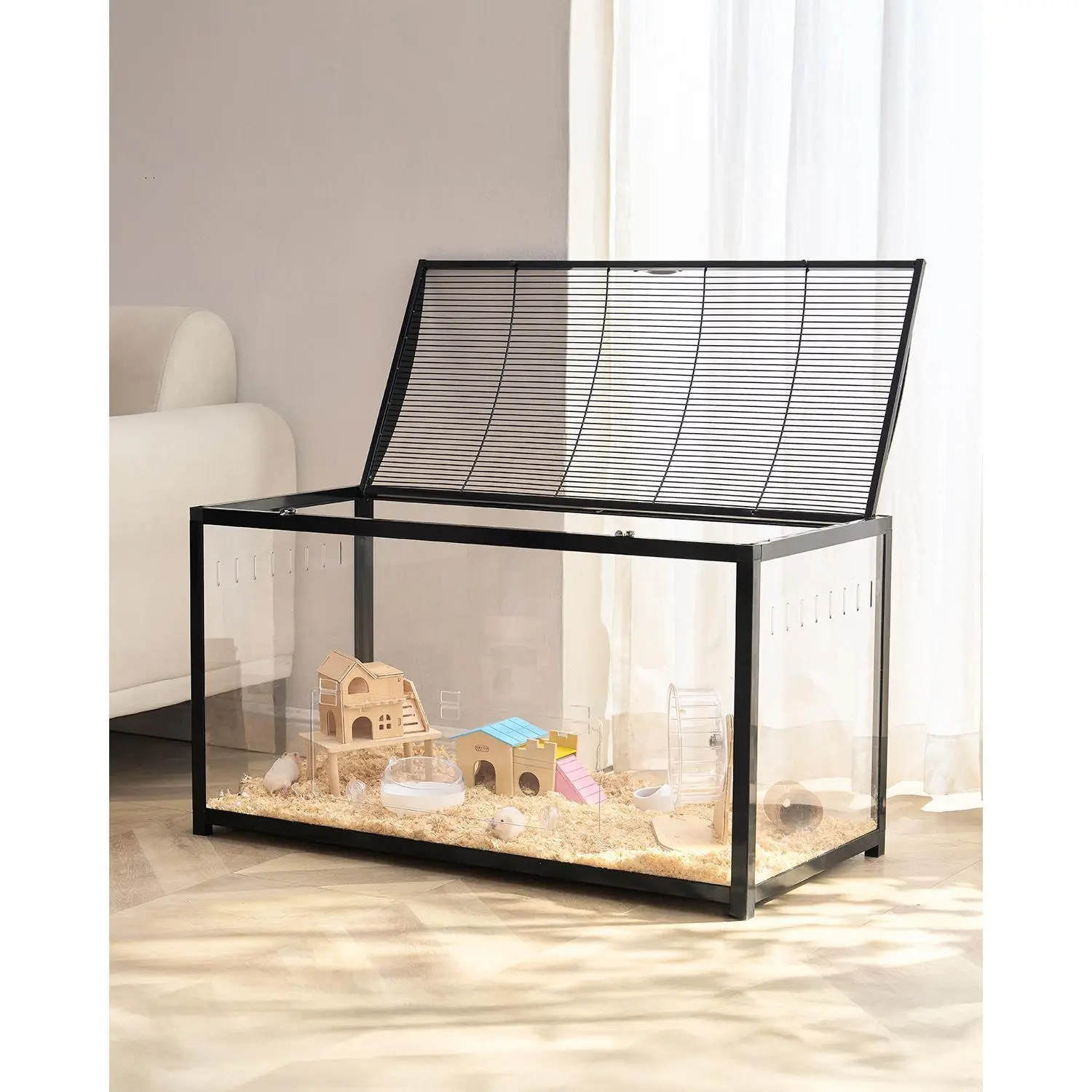【SummerFinds】VEVOR Hamster Cage Habitat 37.8in Clear Pet Rodent Gerbil Mice Small Animal House