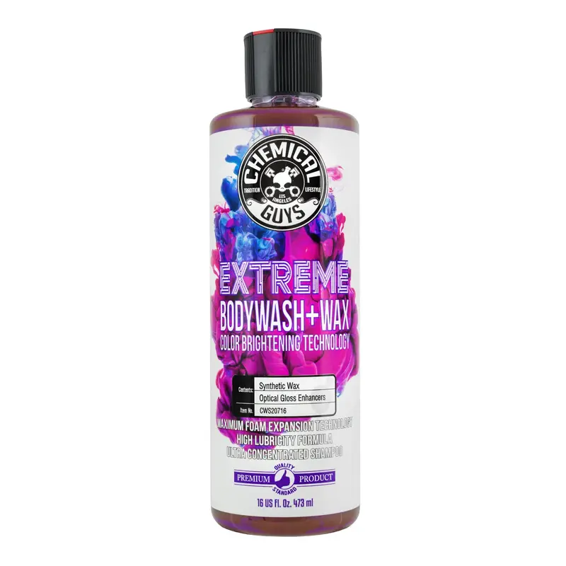 CHEMICAL GUYS Extreme Bodywash + Wax Foaming Car Shampoo - PH-Balanced Automotive Exterior Cleaner, Carnauba Gloss Boost, Thick Clinging Foam, Synthetic Wax, Debris Lifting, Coating-Safe, Ideal for Foam Cannons, Boosts Gloss & Shine, Cleans and Shines