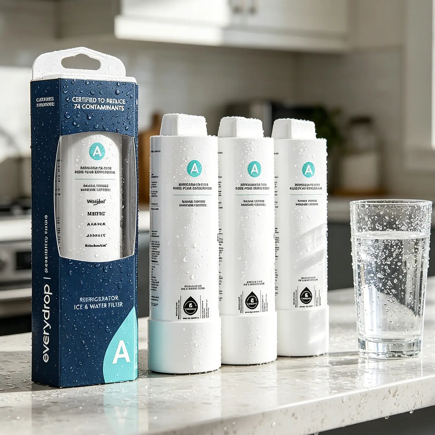 NSF Certified Refrigerator Water Filter with Water Filtration, Easy Installation, No Battery, No Magnets, Versatile Compatibility – Compatible with Whirlpool EDRARXD1, Everydrop Filter A, EDRARXD1B
