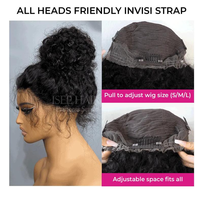 ISEE HAIR Wear Go 360 Lace Frontal Kinky Straight Glueless Wig Pre-Bleached Knots Invisi Draw-strings Glueless Human Hair Wigs Full Frontal Combs #TikTokShopHolidayHaul