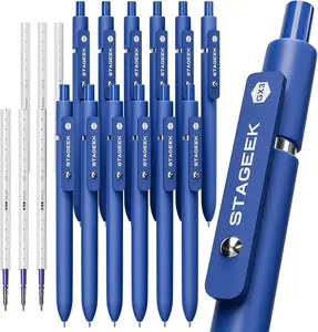 STAGEEK Gel Pens 12PCS Blue Gel Pens with 6 Extra Refills, Quick Dry Blue Ink Pens Fine Point Smooth Writing Pens for Bible Study,0.7mm/0.5mm Quick Dry Black Ink Pens, Office, Note Taking, School Supplies, Nurse Aesthetic(Blue&Black)