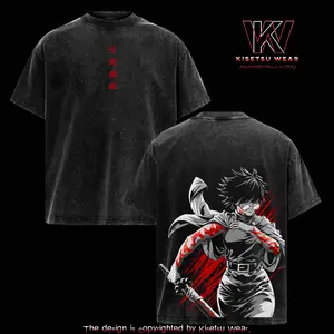 Maki Zenin Bloodline T-Shirt – Vintage Washed Jujutsu Kaisen Graphic Shirt, Cursed Sword Battle Art Tee, Oversized Dark Anime Streetwear, Unisex Casual Apparel, Gift for JJK Fans