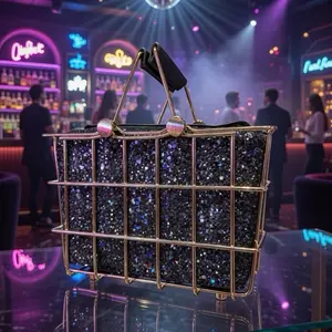 Blk Multicolor Glitter Basket Purse