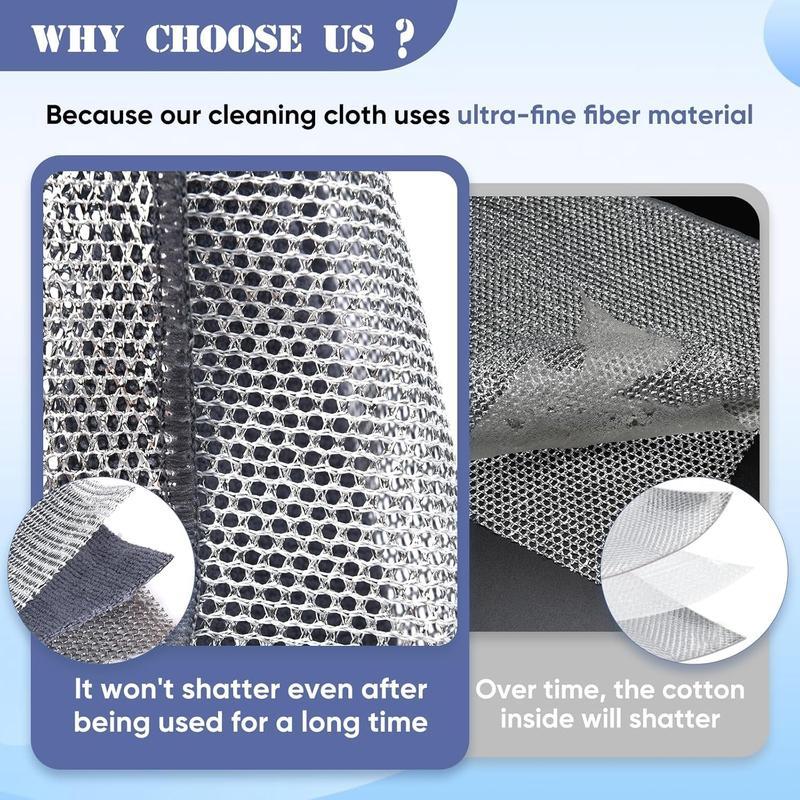 2025 Multipurpose Cleaning Cloth - Scratch-Free Wire Dishwashing Cloth for Wet and Dry Use, Double-Layer Wire Cleaning Cloth for Kitchen Wipes