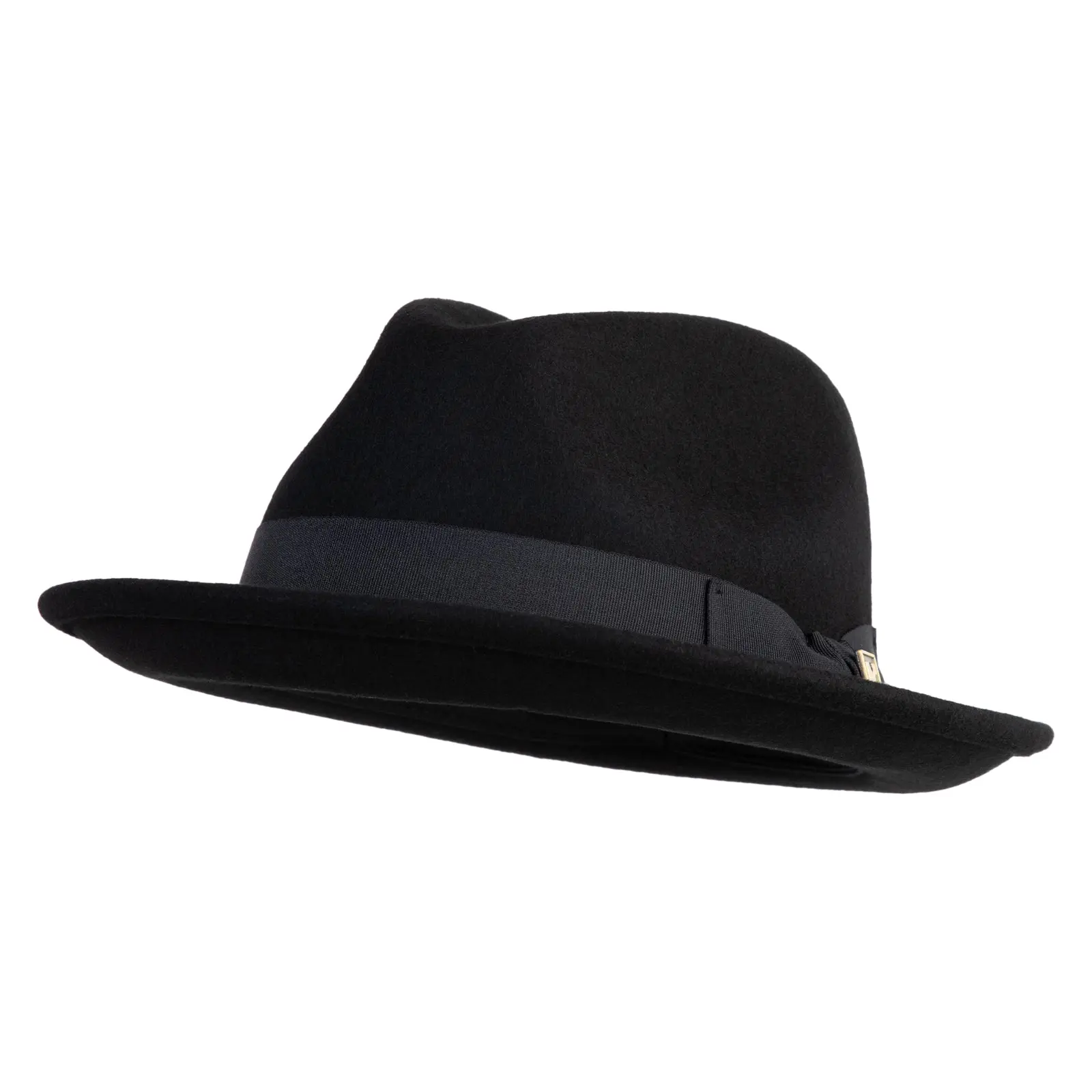Chunky Chain Accent Faux Wool Felt Fedora COIN CHAIN STRAP FEDORA HAT- BLACK – Beauty & Blossom  main image 4