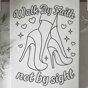 DTF Transfer Outline - Press & Paint Outline, Color your own DTF Print - Walk by Faith not by sight -Coloring Activity - Sip and Paint  Party