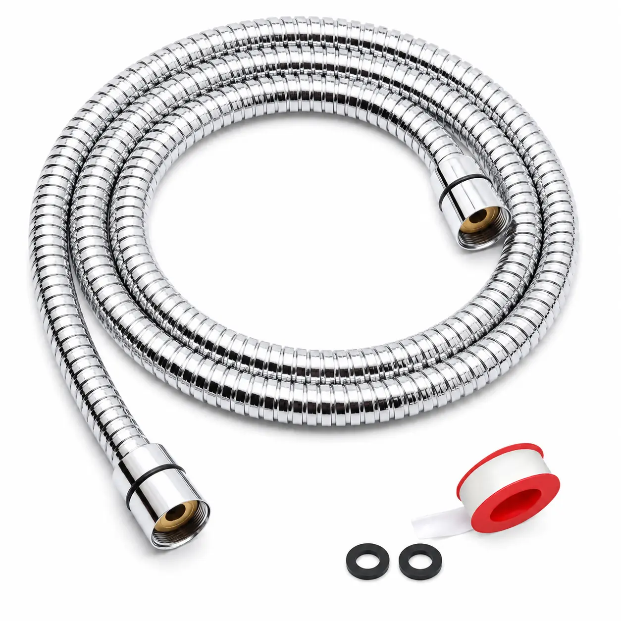 79in & 59in Chrome Shower Hose – Brushed Stainless Steel, Solid Brass Inner Spin Core, Ultra Flexible No-Kink, Pet/Kid Bath Hero, G1/2 Fit, Rust-Proof, Instant Hand-Tight Setup