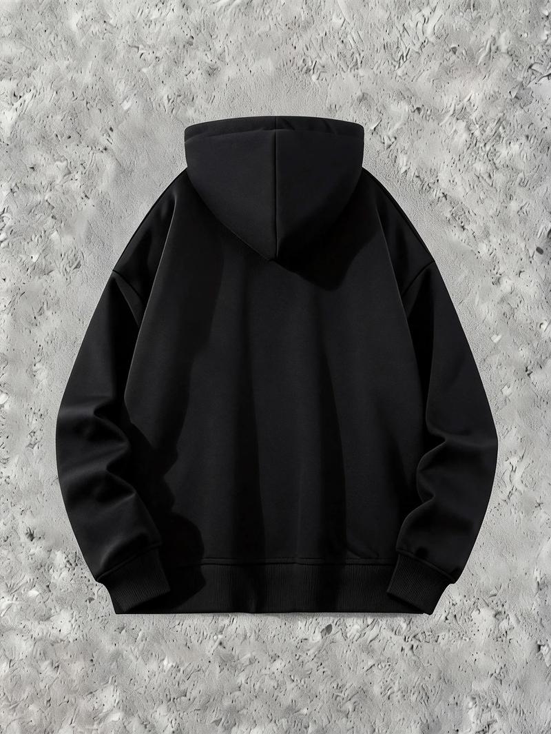 Men’s Solid Color Cotton Hoodie, Loose Fit Pullover Sweatshirt for Fall and Winter, Casual Versatile Menswear Top for Outdoor Activities, Daily Commute, Street Style and Comfortable Everyday Wear Operator