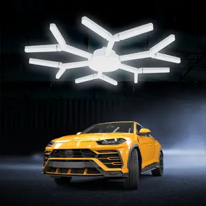 HYPERLITE 120W Bright LED Garage Light with Foldable Snowflake Panels 360 Degree Wide Lighting Easy Screw In Installation Energy Saving Durable Adjustable Angle High Lumen Output for Garage Basement Workshop Warehouse and More SpringGlowUp