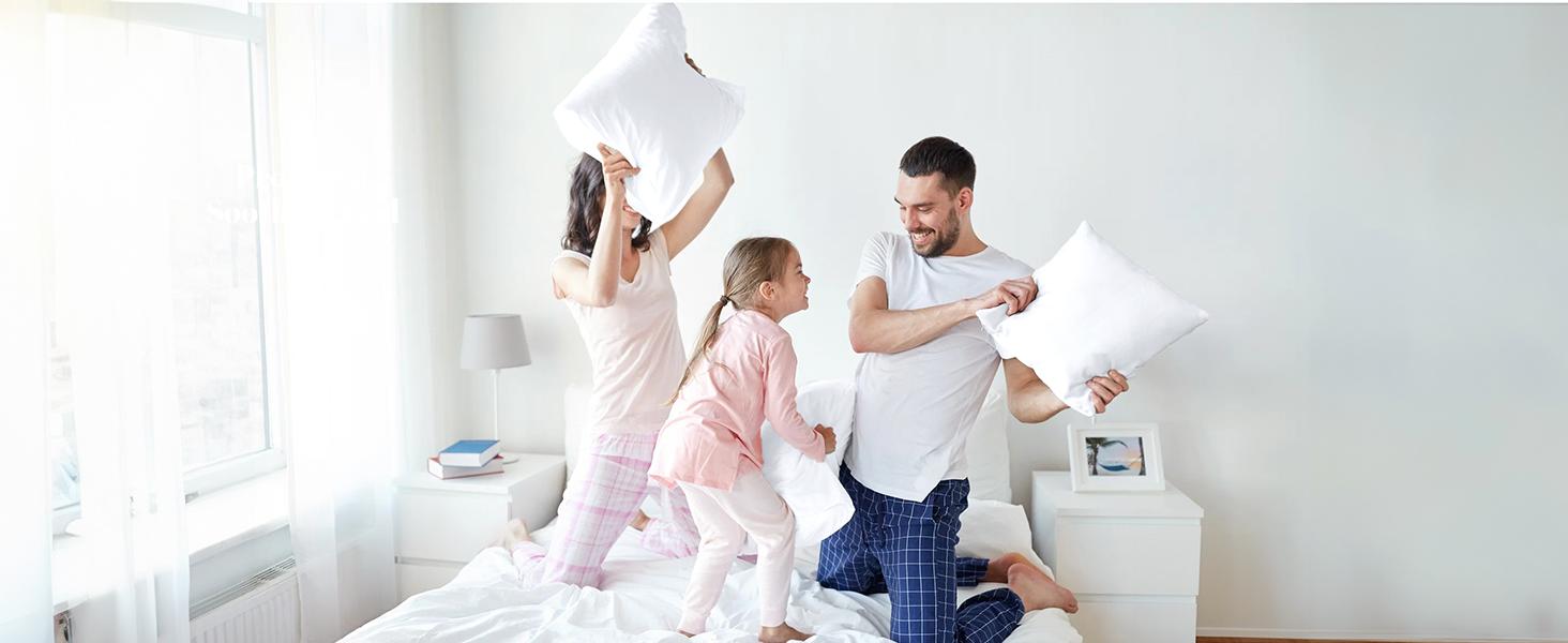 Lux Decor 4 Pack Throw Pillows - Hypoallergenic Durable Fillings Square Cushion, Soft, Fluffy & Lightweight Decorative Stuffer Pillows Insert-Machine Washable-Home Decoration Essentials-Versatile Decor Items