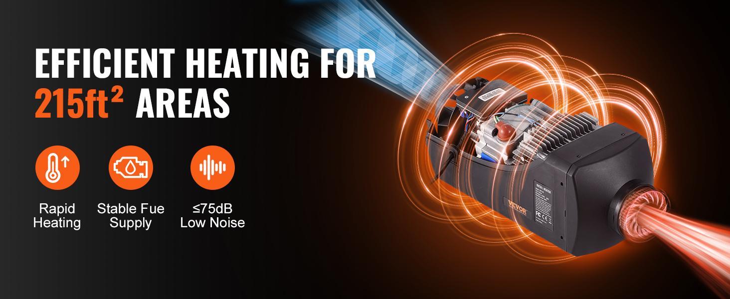 VEVOR Diesel Air Heater, 12V 8KW Separated Portable Parking Heater with Bluetooth App and LCD, Automatic Altitude Adjustment Max 18045 ft,  Fast Heating Low Noise, Diesel Heater for Truck RV Trailer Camper Van Boat and Indoors