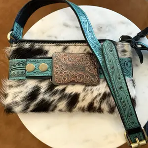 Western Rodeo cowhide and leather shoulder bag