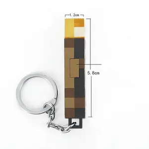 Mini Pixel Brownstone Torch Light Keychain, USB Rechargeable, Retro Game Style, Light Up Keychain, Flashlight Keychain
