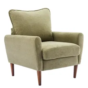 Modern Accent Chair, Plush Lounge Armchair with Sturdy Wood Legs for Living Room & Bedroom