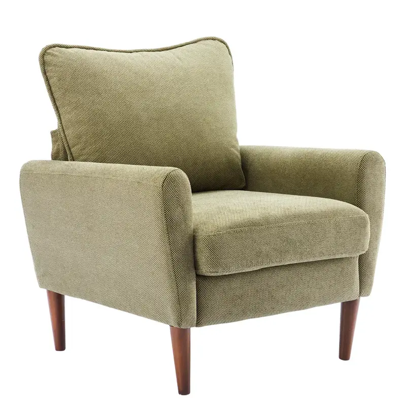 Modern Accent Chair, Plush Lounge Armchair with Sturdy Wood Legs for Living Room & Bedroom Modern Accent Chair, Plush Lounge Armchair with Sturdy Wood Legs for Living Room & Bedroom