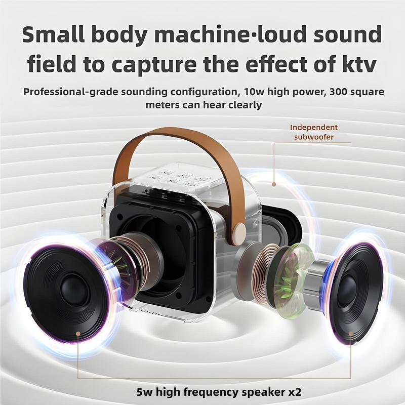 Portable Wireless Karaoke Speaker with Wireless Microphone,HIFI Stereo Sound KTV Speaker System,Wireless Speaker with RGB LED Lights,modified voice,Karaoke Machine for Outdoor,Travel, Best Gift for Home Party,Birthday Gift  speaker bluetooth Audio