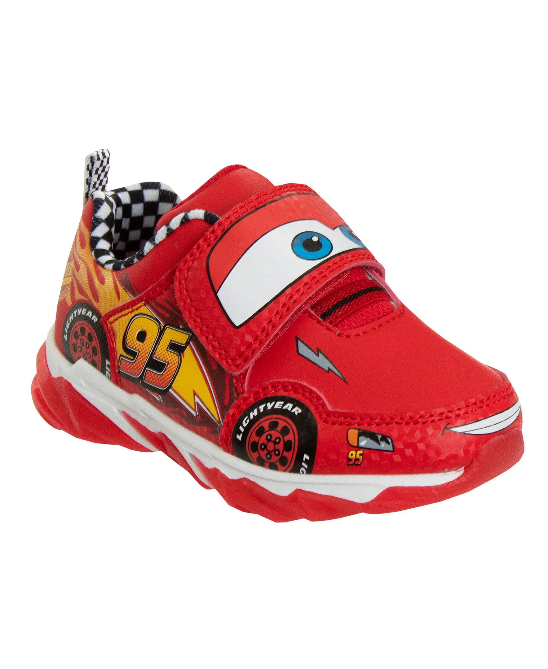 Disney Pixar Cars Toddler Boys' Lightning McQueen Light-Up Synthetic Trainer Sneakers, Round Toe, Perfect for Playground Use