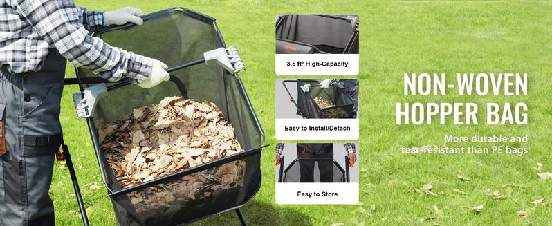 VEVOR Push Lawn Sweeper 21-Inch Leaf & Grass Collector with 3.5 cu. ft. Mesh Collection Hopper Bag,  2 Spinning Brushes & Strong Rubber Wheels VEVOR Super Brand Day