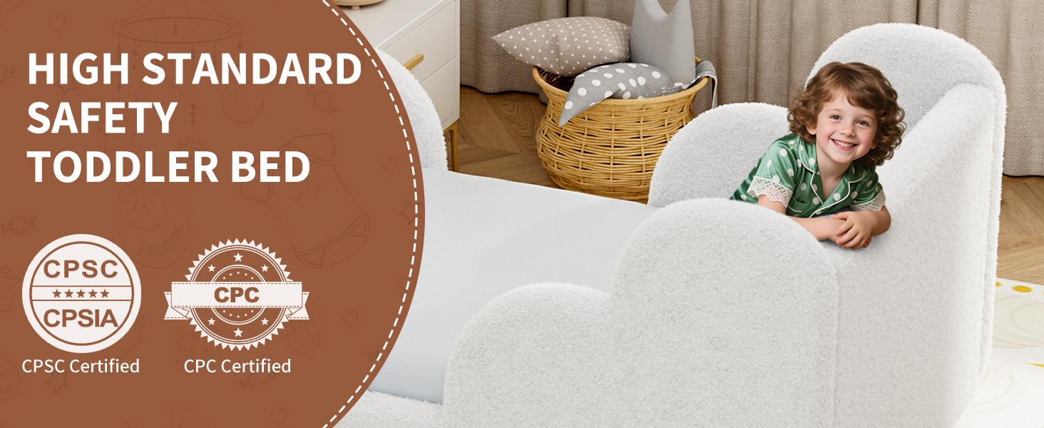 Lilypelle Toddler Bed Frame, Toddler Floor Bed Frame with Extra Safty Broad, Standard Crib Size Toddler Bed, Certified Fabric Toddler Beds Frame, Mattress Not Included Lilypelle Toddler Bed Frame, Toddler Floor Bed Frame with Extra Safty Broad, Standard Crib Size Toddler Bed, Certified Fabric Toddler Beds Frame, Mattress Not Included