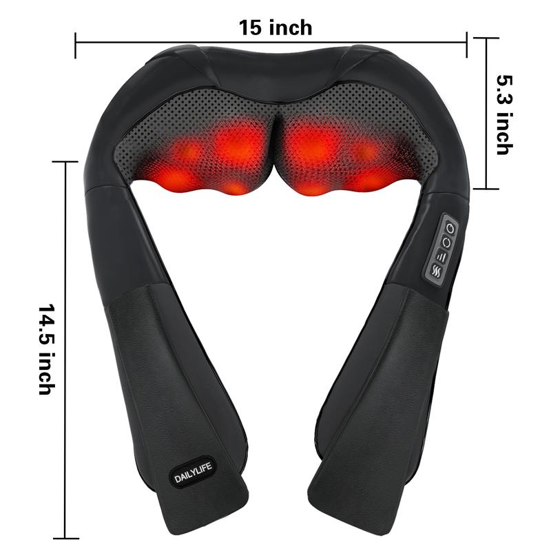 Shiatsu Neck & Back Massager Electric Shoulder Massager Car Neck Massage Pillow for Neck Shoulder Back Leg & Foot Massage 8 3D Nodes 3 Speed 2 Direction Black Gift