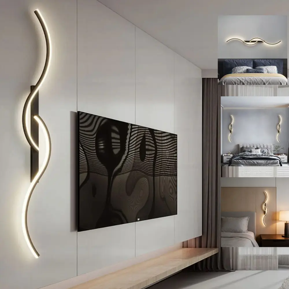Modern LED S-Type Wall Lamp (2-Pack), Warm Light, Aluminum & Silicone, Led Wall Lights, Ideal for Living Room, Bedroom, Hallway, Indoor Decor, Atmosphere Lighting, Home Lighting