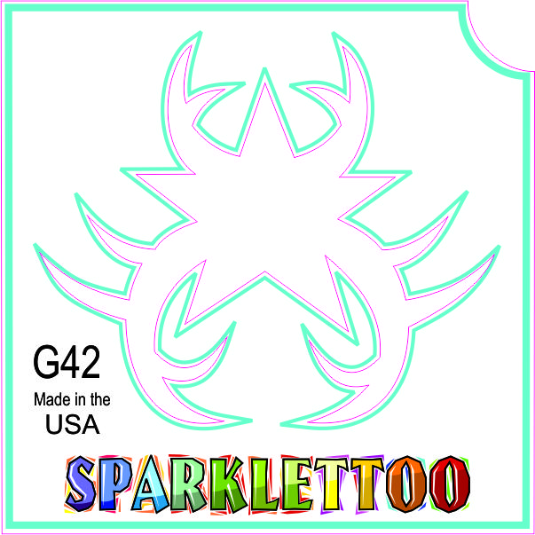 212 MAIN G42 Ruby Red Paint Glitter Tattoo Stencil - Pack of 100, 2x2 in Square Shape, 3-Ply Tribe Design, Glitter Effect, Vibrant Look, Children-Safe (Men's Costume & Accessory)