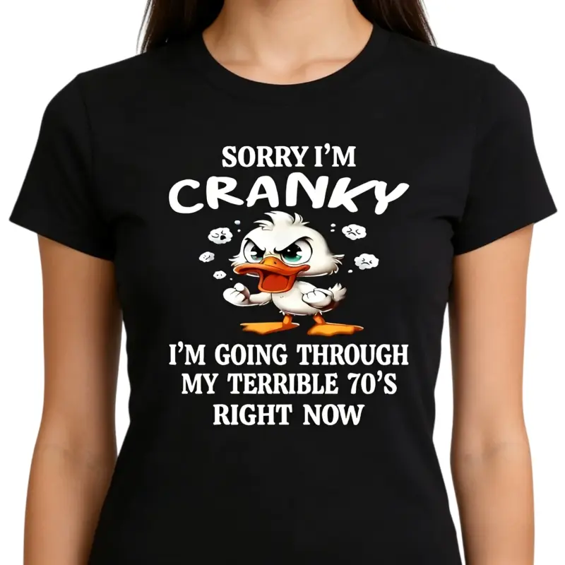 Women's 100% Cotton Short-Sleeve Crewneck T-Shirt - Cute Funny Retro 70s Duck Graphic Print, Stylish Fit, Valentines Day Couple Gift, Shortsleeve, Style