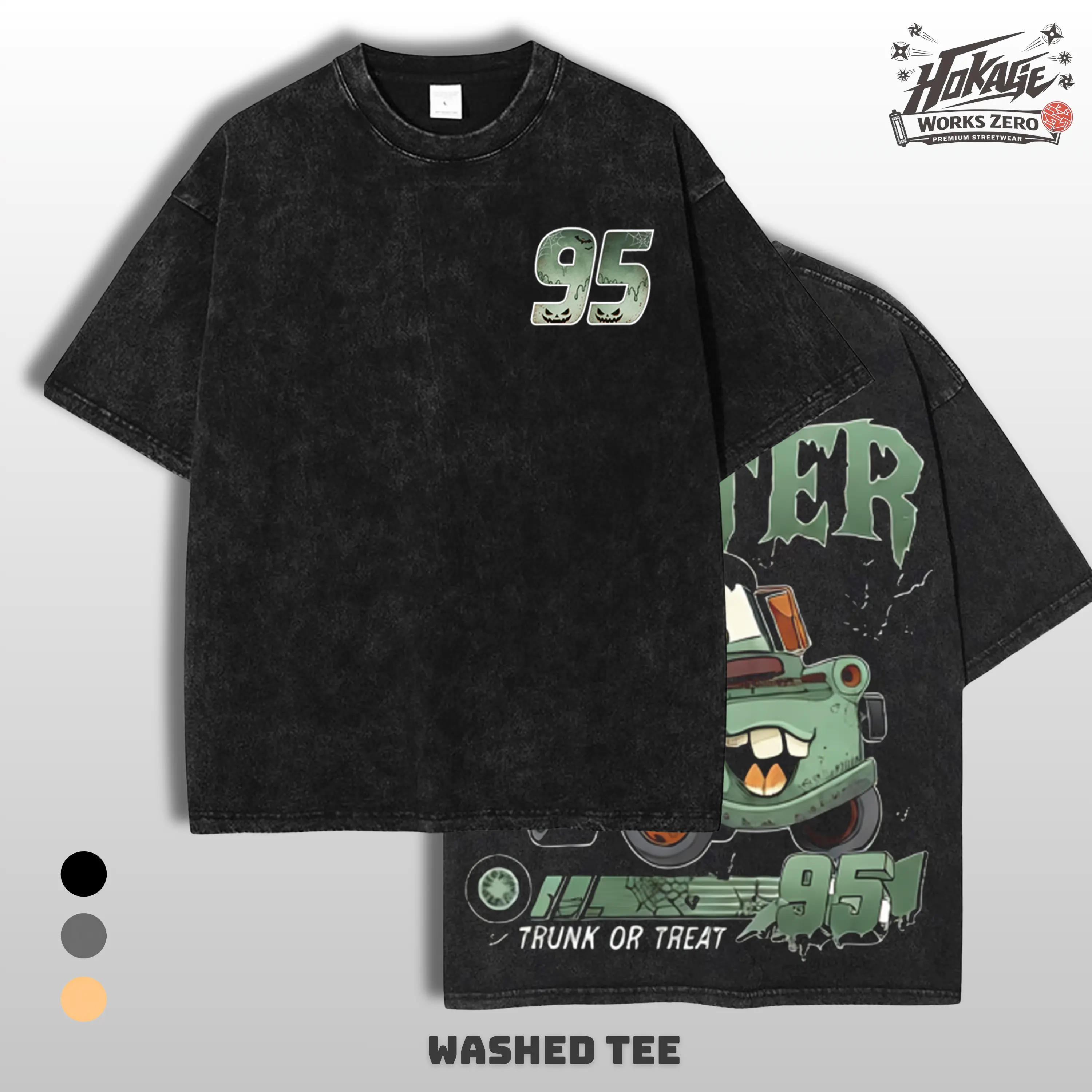 Retro Cars Movie T-Shirt Halloween Mater 95 Vintage Oversized Tee – Y2K Unisex Acid Wash Two Side Graphic TankTop, Top Trendy Streetwear Gym Shirt For Movie Game Fans