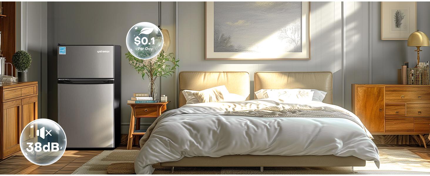 Upstreman mini fridges 3.1 Cu.Ft with Freezer 2-Door Small Fridge Dorm Essentials Adjustable Thermostat Energy Saving Mini Refrigerator for Office Dorm Bedroom SD311 College Outdoor Mini Refrigerato pantry drink fridge skincare fridge