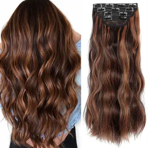 Clip in Hair Extensions Curly hair Extensions Clip Ins Soft Natural Look Synthetic Fiber Daily Wear (4Pcs 20Inch 4H30#) instant volume