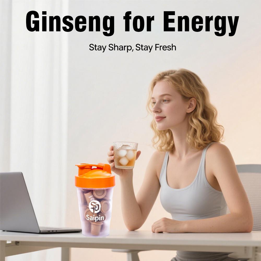 Saipin Men's 7-Day Plan Freeze-Dried Ginseng Energy Tea - Sugar-Free Caffeine-Free Daily Immune Booster 3.6X Absorption One Cup A Day Natural Beverage with Free Sports Water Bottle