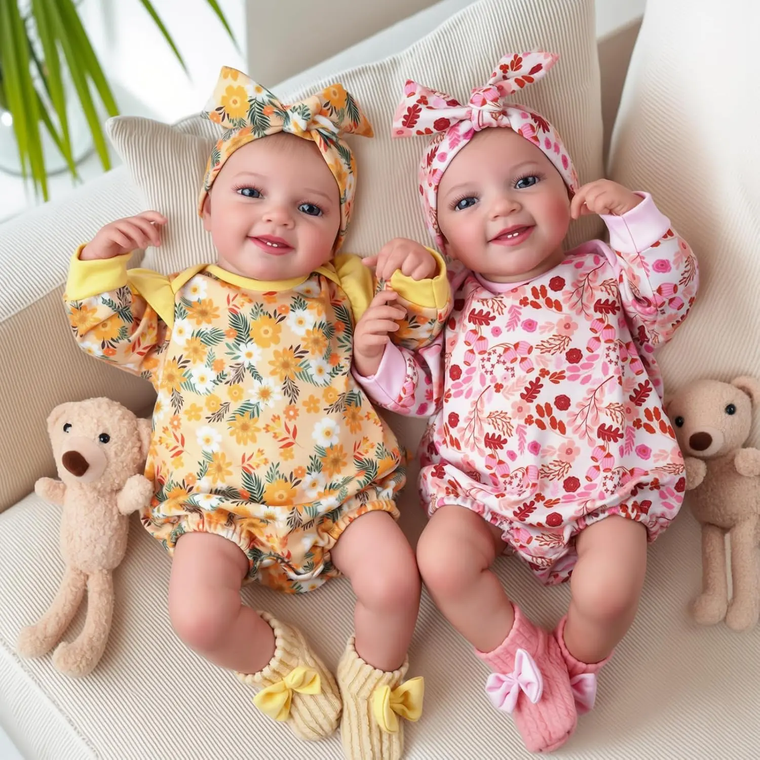 #backtoschool BABESIDE twins Reborn Baby Dolls,20Inch Realistic Baby Dolls, Vinyl limbs + fabric body Reborn Baby with Toy Accessories GGift Set for Kids Age 3 Years and Up for Christmas New Year's gifts Collectible Dolls