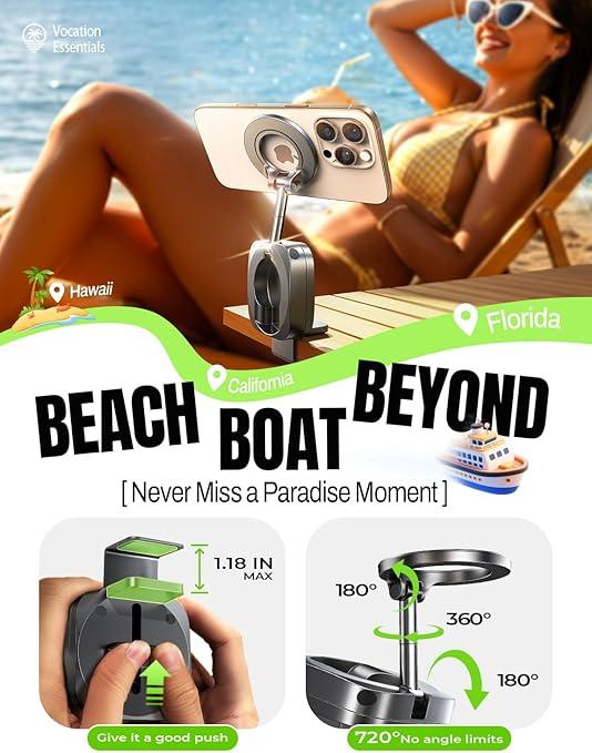 LISEN Travel Stand-MagSafe 2025 New 360° Rotating  Foldable Retractable Stand with Powerful Magnet, Women's Cell Phone Holder Travel Essentials,  Essentials, Hands-Free Magnetic Mini Travel Accessory