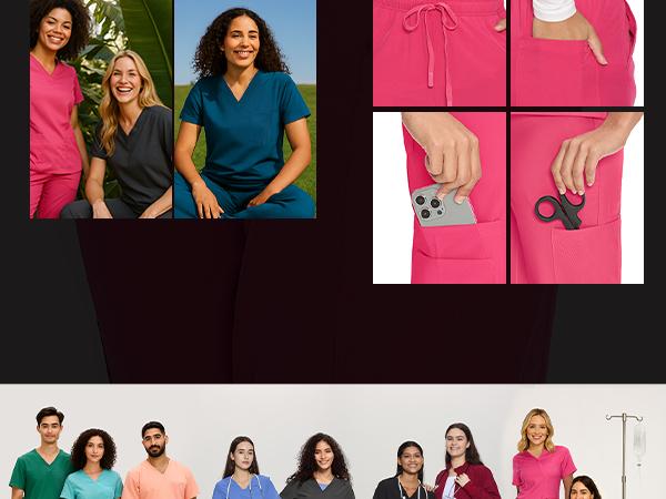 COZYFIT Straight Leg Scrub Pants for Women, Drawstring Soft Stretch, Anti-Wrinkle Women's Scrub Pants with 6 Pockets COZYFIT Straight Leg Scrub Pants for Women, Drawstring Soft Stretch, Anti-Wrinkle Women's Scrub Pants with 6 Pockets